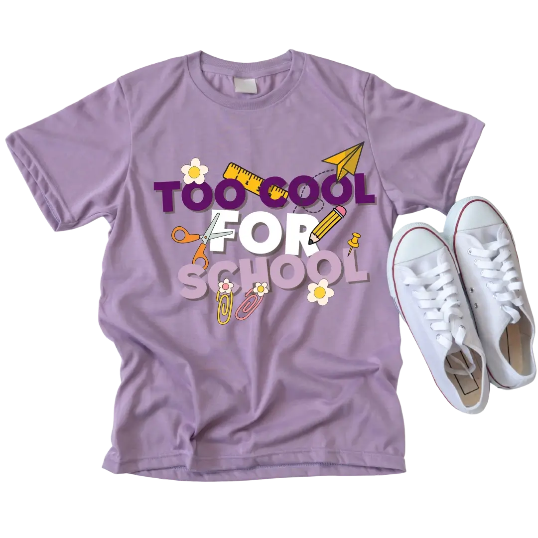 Purple and Yellow School T-shirt with a Print