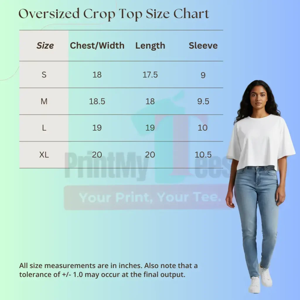 Oversized Crop Top size chart